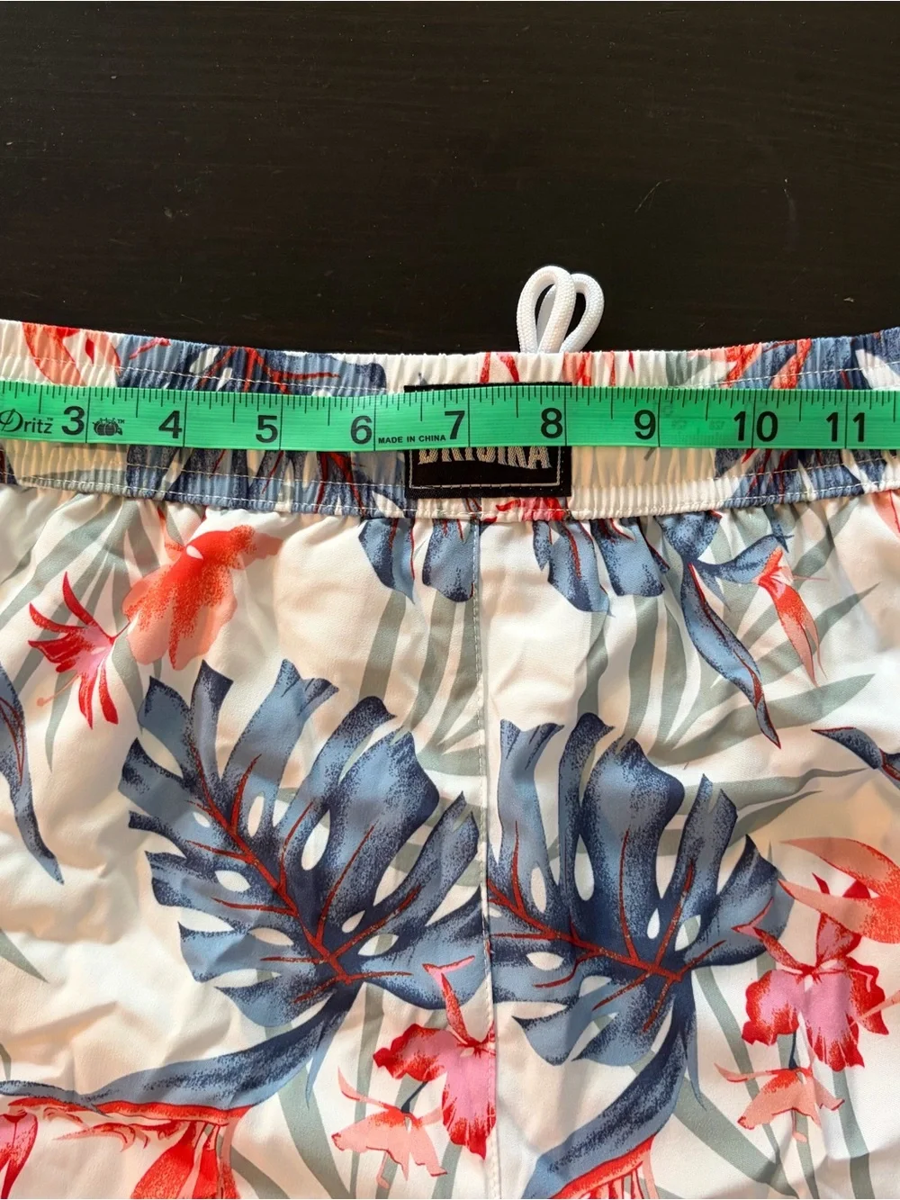 Men’s XS/Teen XL Tropical Floral Swim Shorts - White, Blue & Red